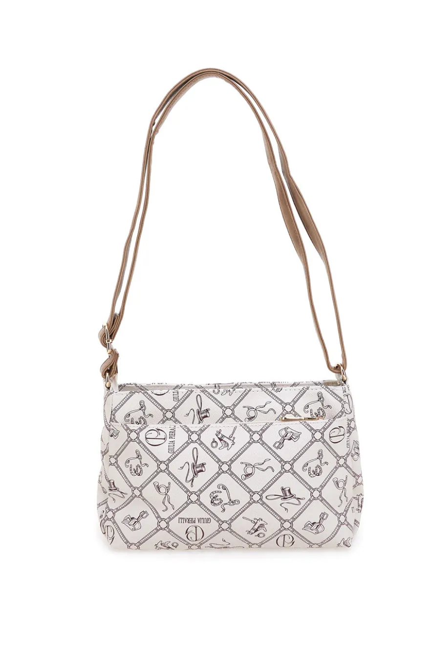Beige Umhängetasche mit Logodruck Giulia Pieralli GP431