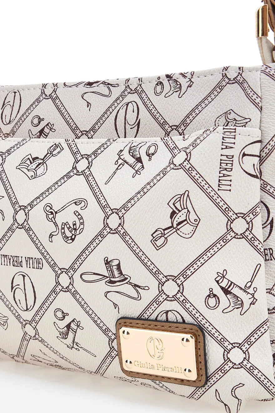 Beige Umhängetasche mit Logodruck Giulia Pieralli GP431