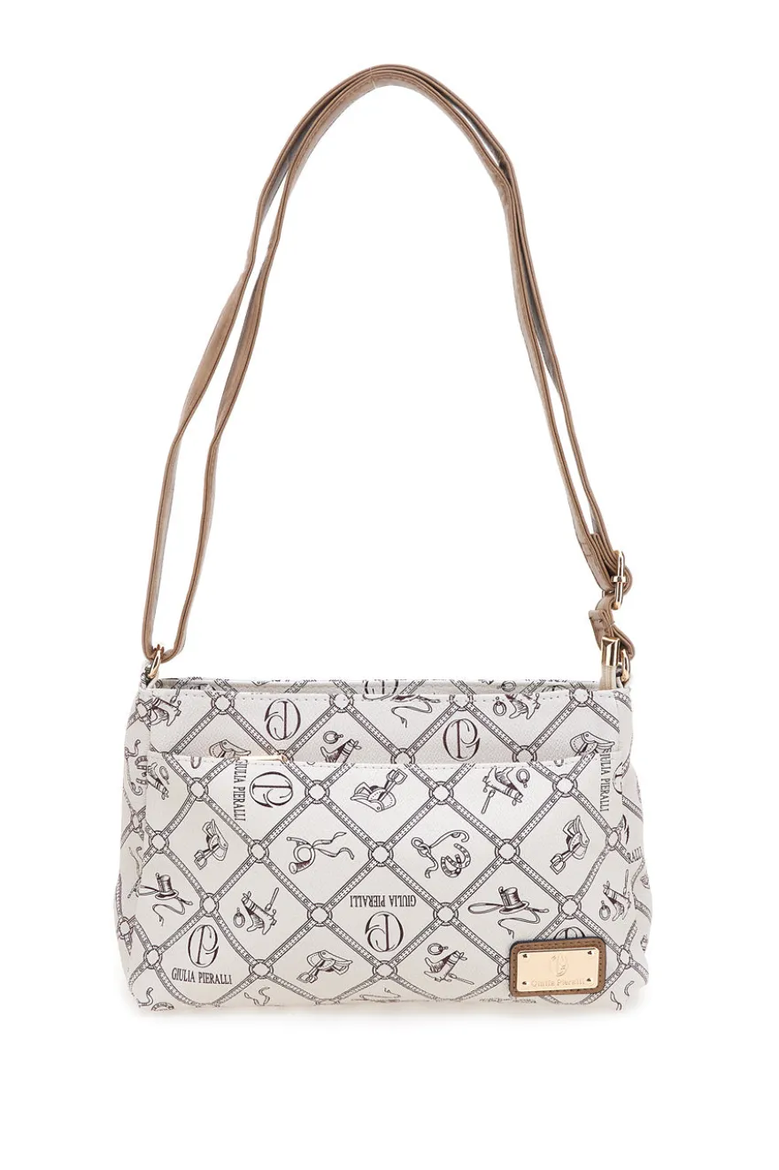 Beige Umhängetasche mit Logodruck Giulia Pieralli GP431