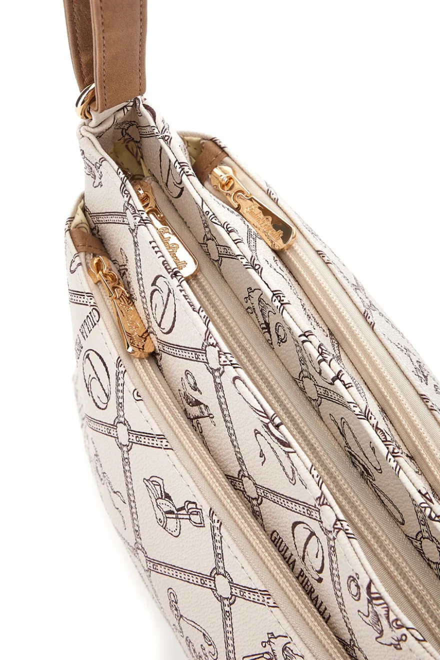 Beige Umhängetasche mit Logodruck Giulia Pieralli GP431