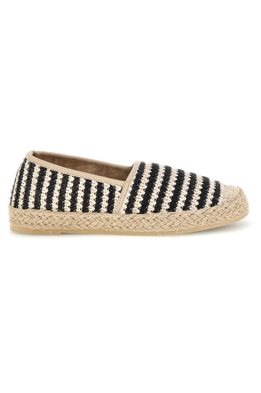 Beige und schwarz gestreifte Stoff Espadrilles Prima riga p687