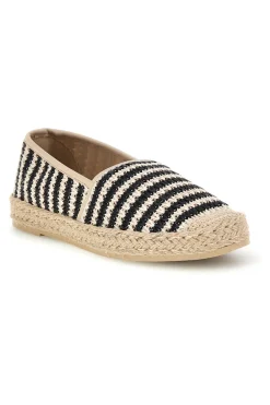Beige und schwarz gestreifte Stoff Espadrilles Prima riga p687
