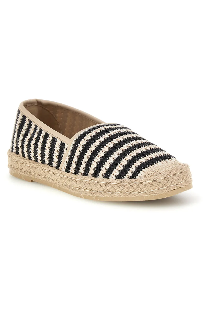 Beige und schwarz gestreifte Stoff Espadrilles Prima riga p687