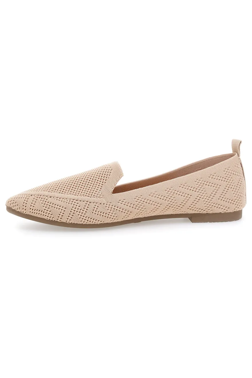 Beigefarbene Ballerinas aus Stoff mit weicher Innensohle The First PRE1