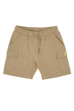 Beigefarbene Cargo-Shorts mit gesticktem Pitt Kids-Logo PT-B-SP-05006