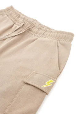 Beigefarbene Cargo-Shorts mit gesticktem Pitt Kids-Logo PT-B-SP-05006