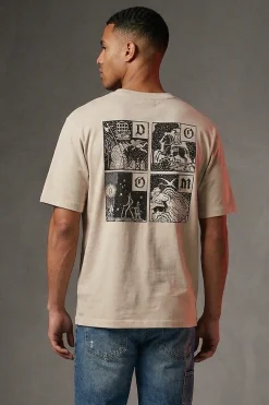 Beigefarbenes Baumwoll-T-Shirt mit Boardman Alpha Grafikdruck pt-m-t-9065