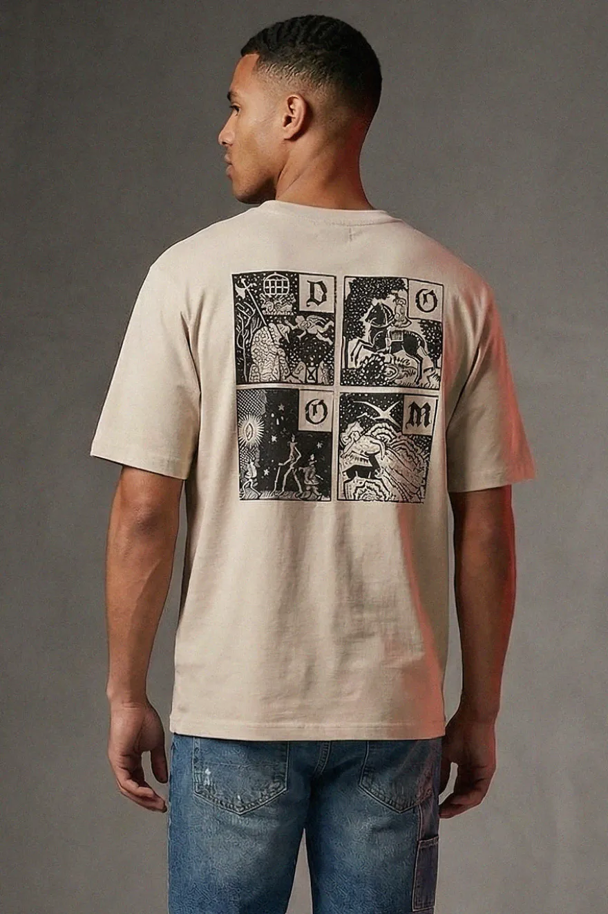 Beigefarbenes Baumwoll-T-Shirt mit Boardman Alpha Grafikdruck pt-m-t-9065