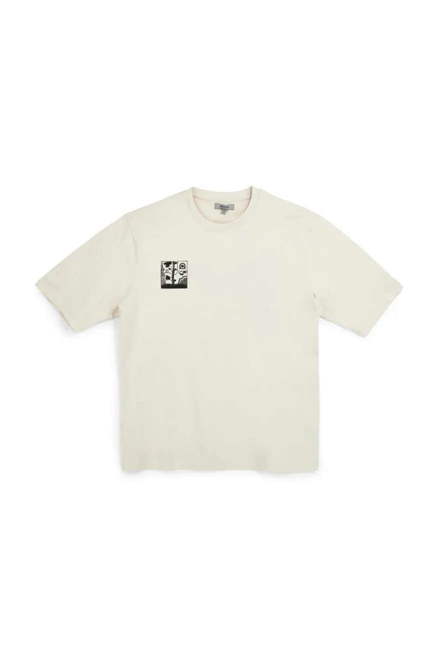 Beigefarbenes Baumwoll-T-Shirt mit Boardman Alpha Grafikdruck pt-m-t-9065