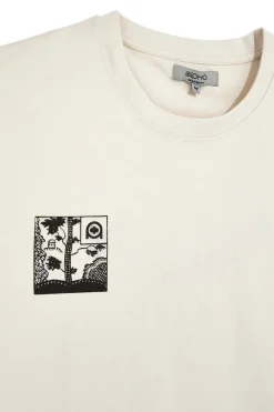 Beigefarbenes Baumwoll-T-Shirt mit Boardman Alpha Grafikdruck pt-m-t-9065