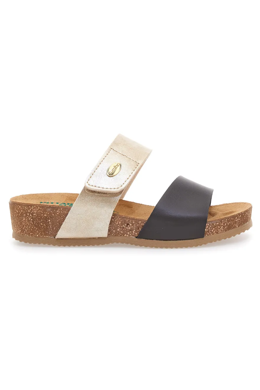 Beige-schwarze Hausschuhe mit Komfortsohle PITTARELLO ECO 293A480SR