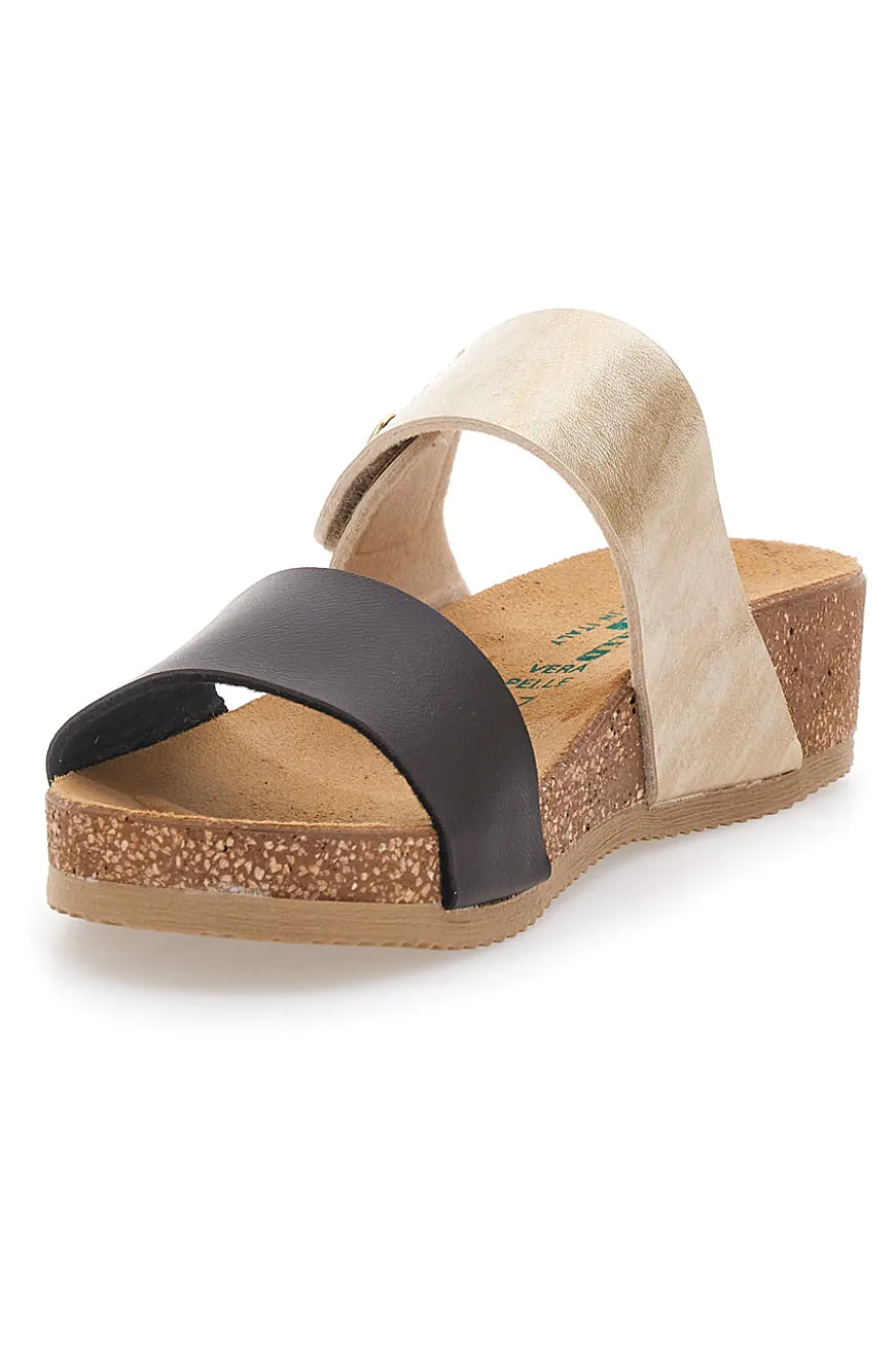 Beige-schwarze Hausschuhe mit Komfortsohle PITTARELLO ECO 293A480SR