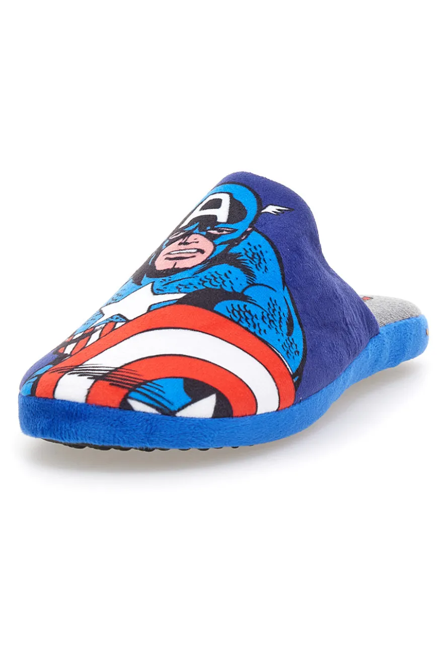 Blaue Hausschuhe mit Captain America-Aufdruck und rutschfester Avengers-Sohle R1010198T01