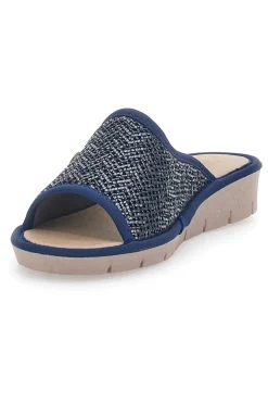 Blaue Hausschuhe mit offener Spitze, komfortable Linie 7552P