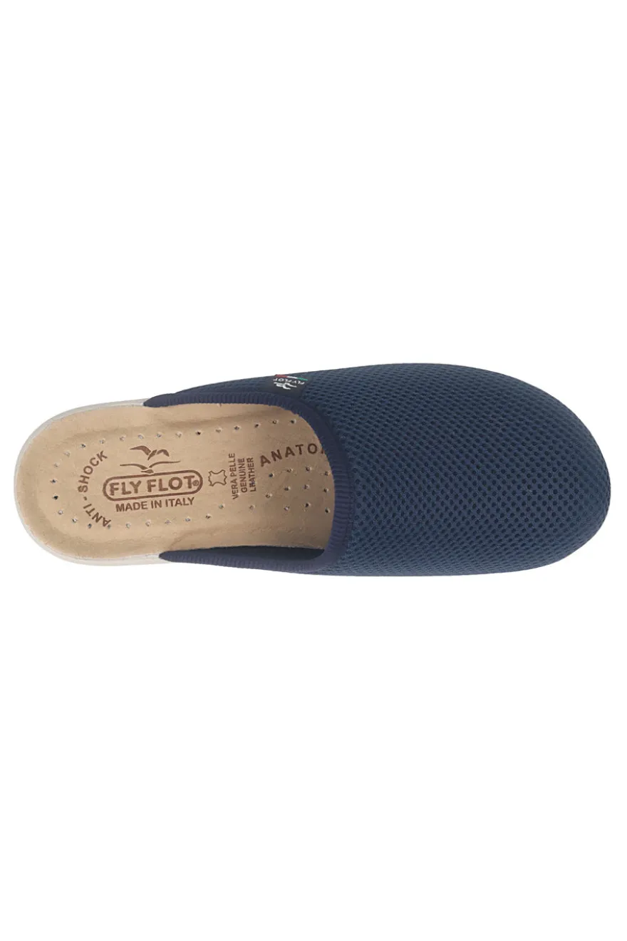 Blaue Hausschuhe mit rutschfester Innensohle aus echtem Leder Fly Flot 90T40368FE