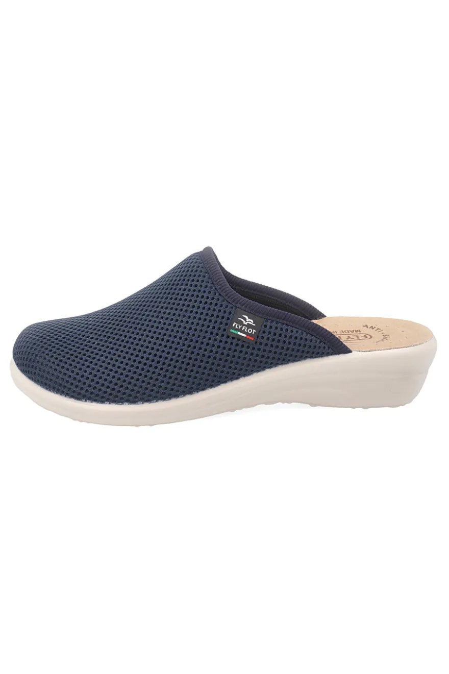 Blaue Hausschuhe mit rutschfester Innensohle aus echtem Leder Fly Flot 90T40368FE