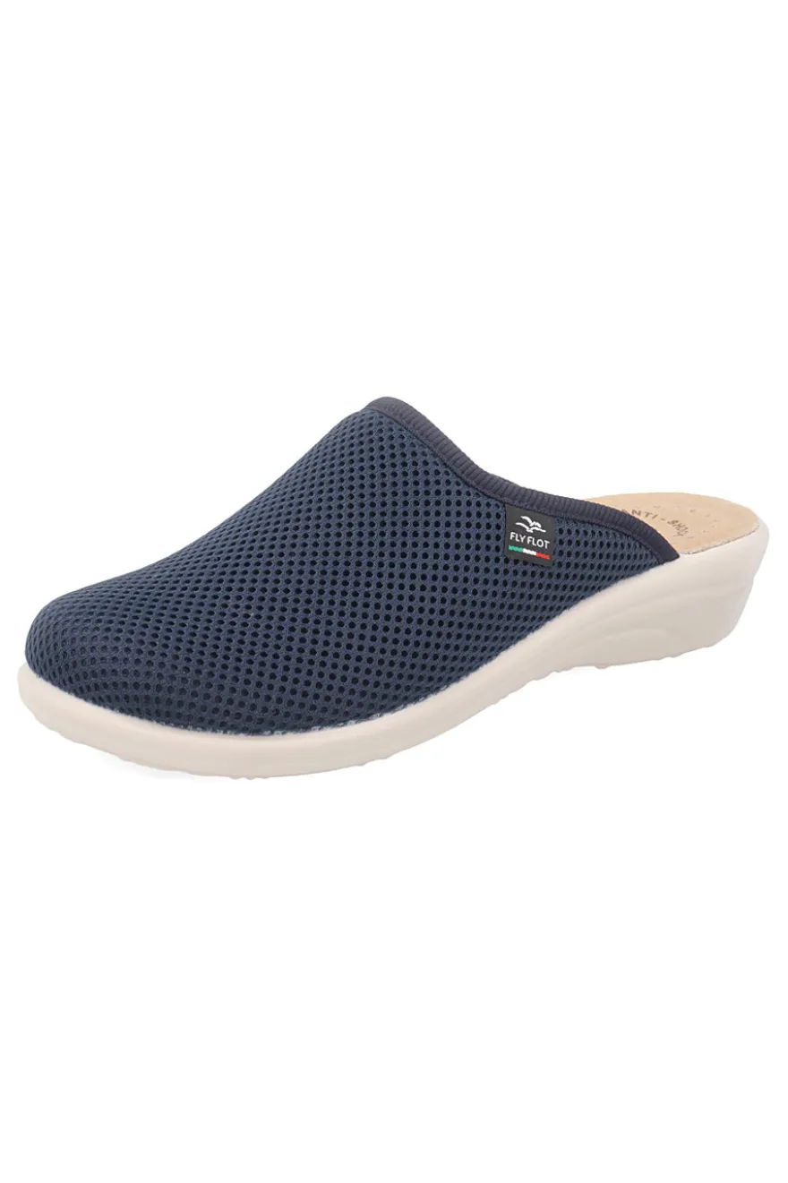 Blaue Hausschuhe mit rutschfester Innensohle aus echtem Leder Fly Flot 90T40368FE