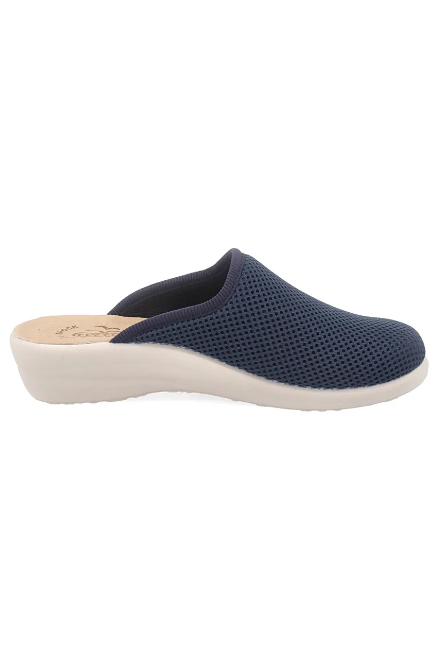 Blaue Hausschuhe mit rutschfester Innensohle aus echtem Leder Fly Flot 90T40368FE