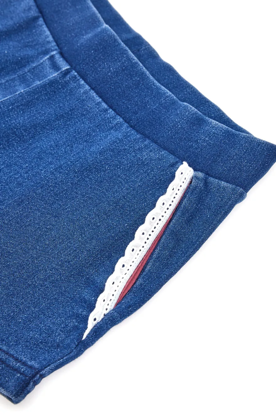 Blaue Jeansshorts mit weißer Spitze Pitt Kids PT-G-SP-05086