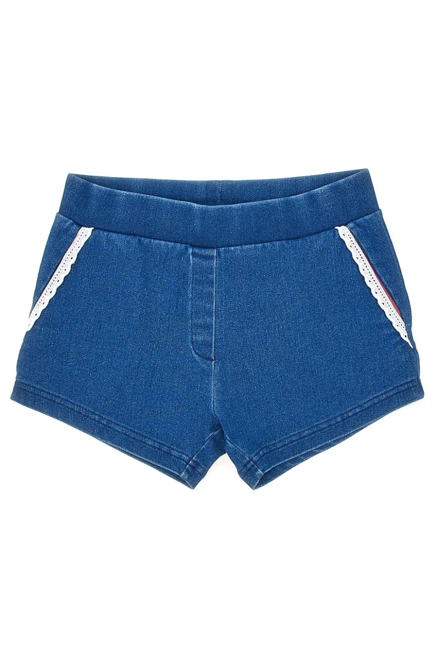 Blaue Jeansshorts mit weißer Spitze Pitt Kids PT-G-SP-05086
