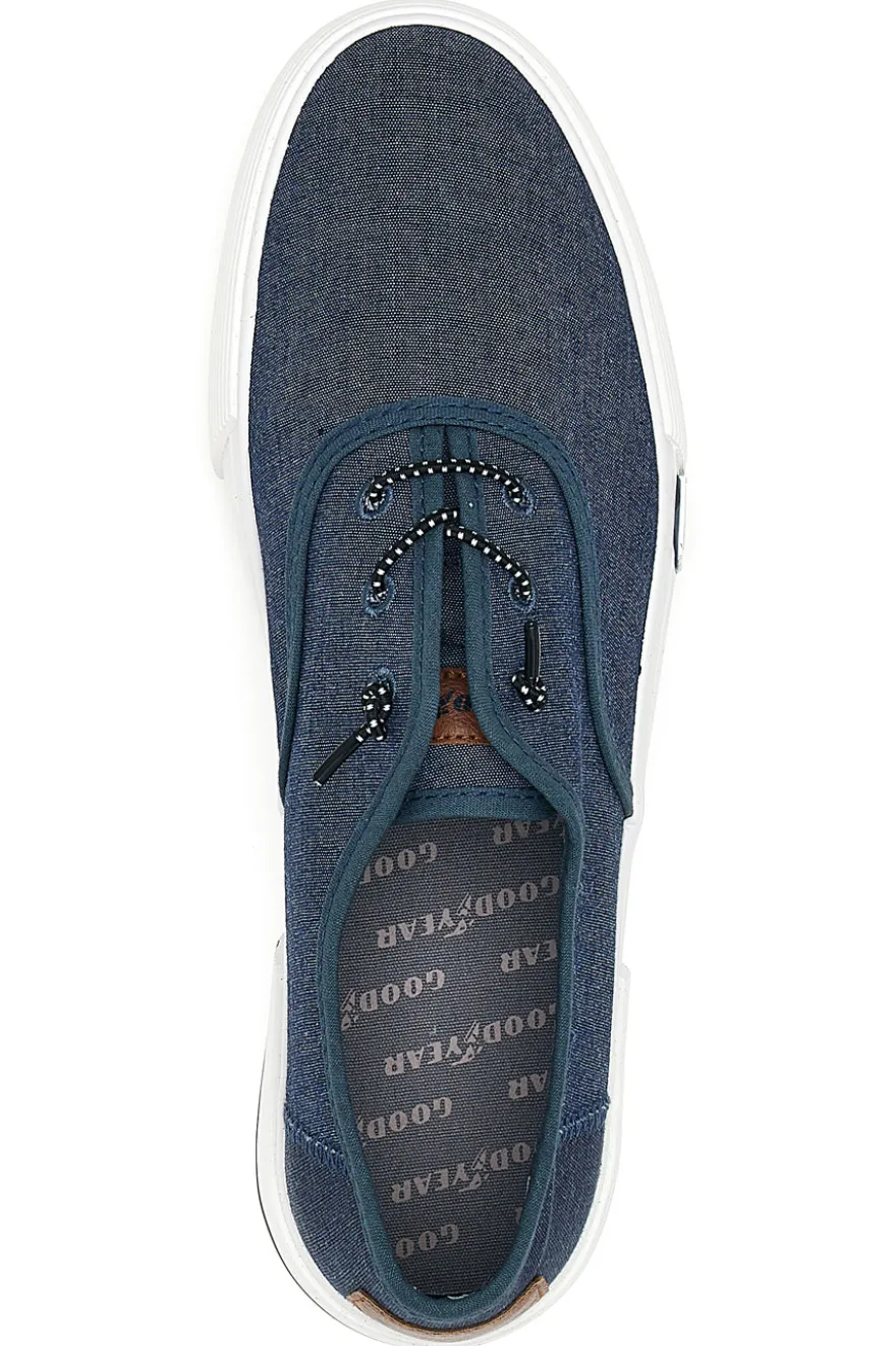 Blaue Jeans-Sneaker mit Goodyear-Schnürsenkeln 41036