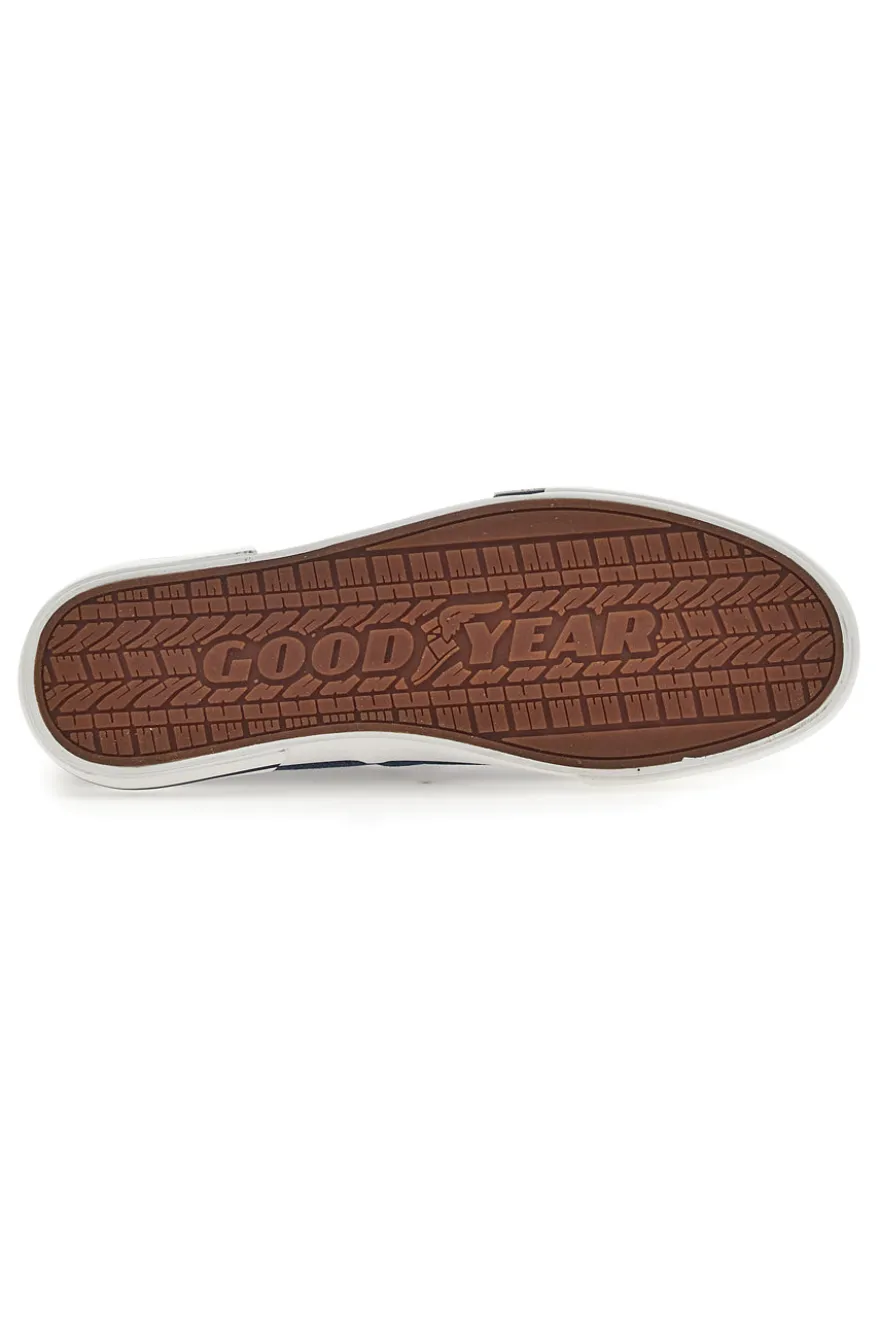 Blaue Jeans-Sneaker mit Goodyear-Schnürsenkeln 41036