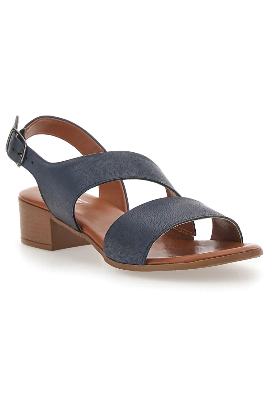 Blaue Sandalen mit niedrigem Absatz und Obermaterial aus Leder PITTARELLO LOOK 243080