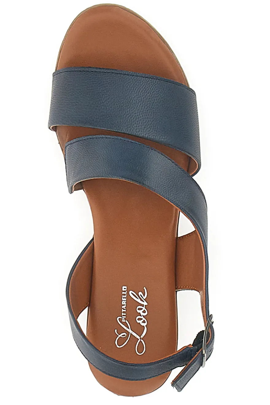 Blaue Sandalen mit niedrigem Absatz und Obermaterial aus Leder PITTARELLO LOOK 243080