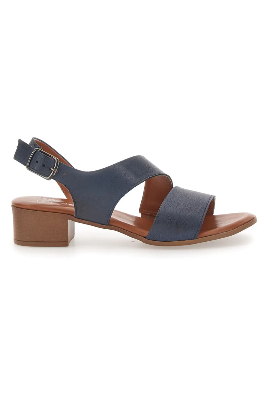 Blaue Sandalen mit niedrigem Absatz und Obermaterial aus Leder PITTARELLO LOOK 243080