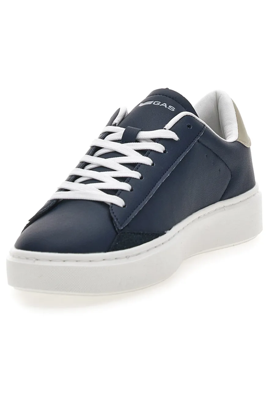 Blaue Sneakers mit beigen Details Gas Leonard Ltx