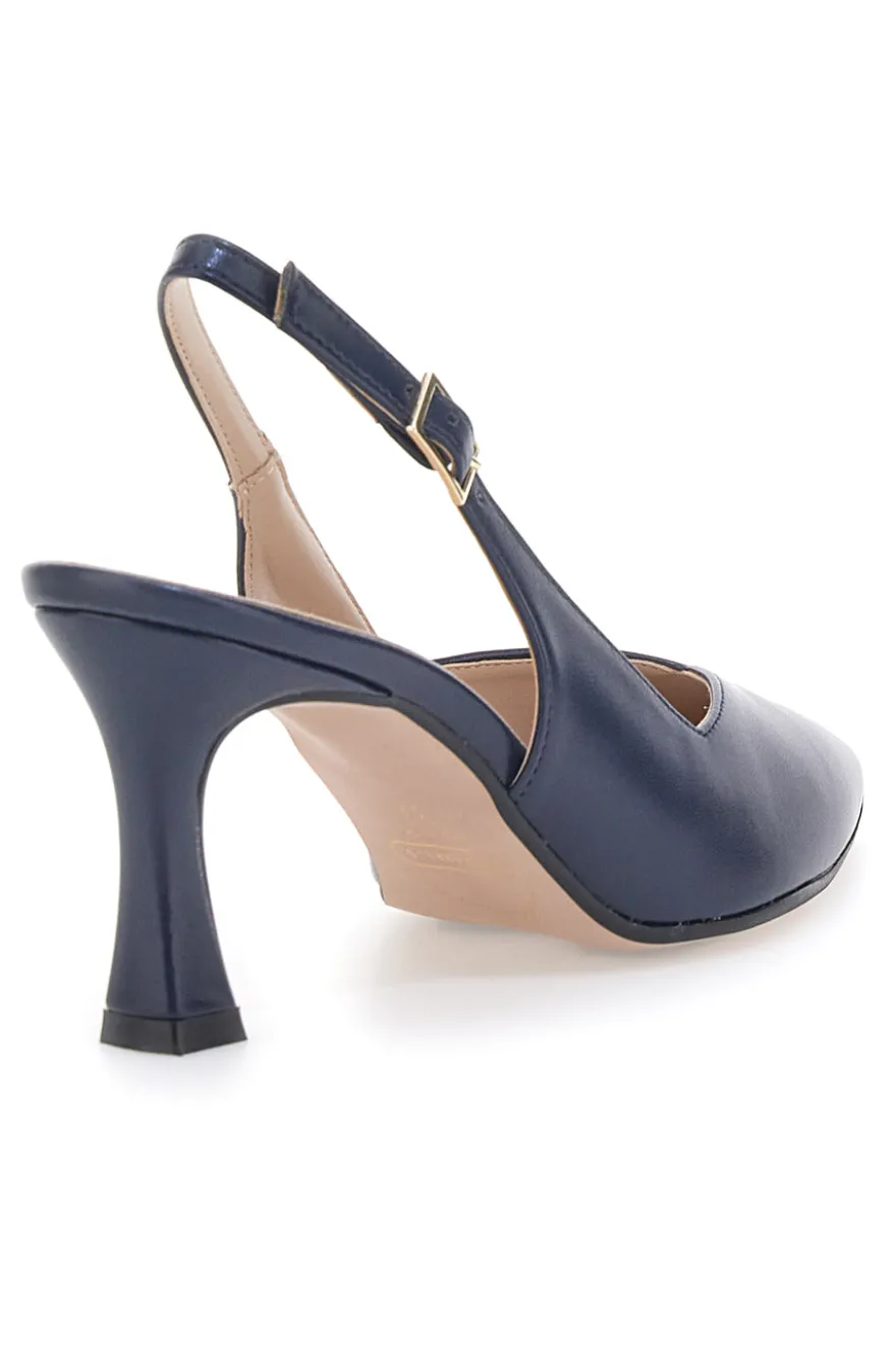 Blaue spitze Slingback-Pumps mit V-Ausschnitt PICTARELLO 149
