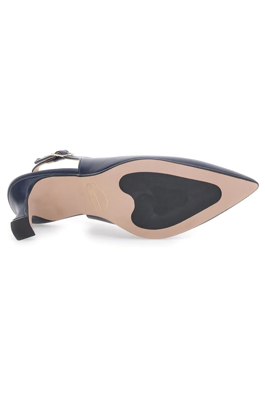 Blaue spitze Slingback-Pumps mit V-Ausschnitt PICTARELLO 149