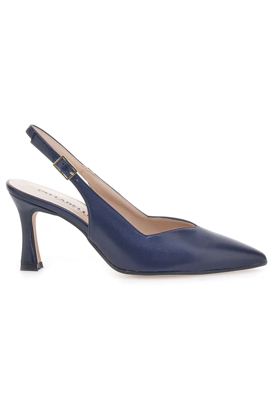 Blaue spitze Slingback-Pumps mit V-Ausschnitt PICTARELLO 149