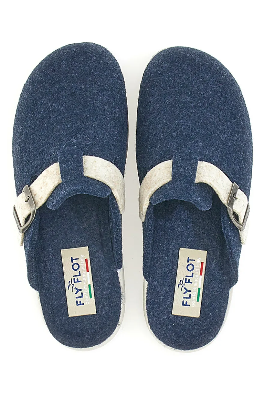 Blaue Stoffpantoffeln Made in Italy Fly Flot 5168