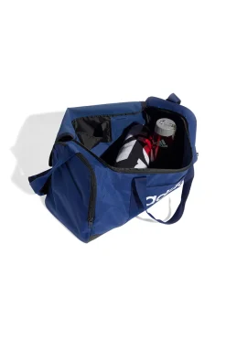 Blaue Tasche mit verstärkten Griffen und weißem Adidas-Logo IN6116