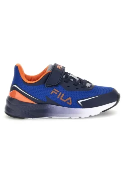 Blaue Turnschuhe mit Riemen und orangefarbenen Einsätzen Fila Crusher V Kids FFK0076