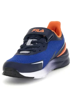 Blaue Turnschuhe mit Riemen und orangefarbenen Einsätzen Fila Crusher V Kids FFK0076