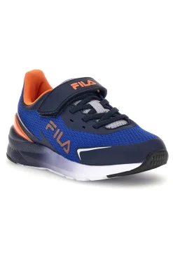 Blaue Turnschuhe mit Riemen und orangefarbenen Einsätzen Fila Crusher V Kids FFK0076