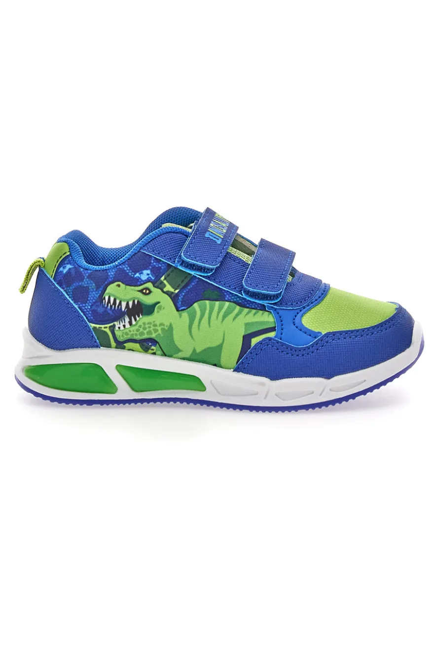 Blaue und grüne Schuhe mit Lichtern und doppeltem Dinosaurierband S8020203T