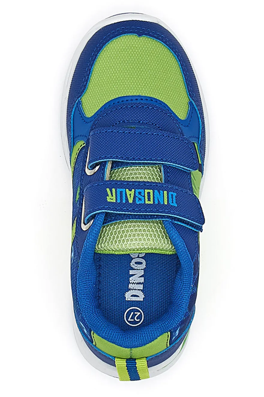 Blaue und grüne Schuhe mit Lichtern und doppeltem Dinosaurierband S8020203T