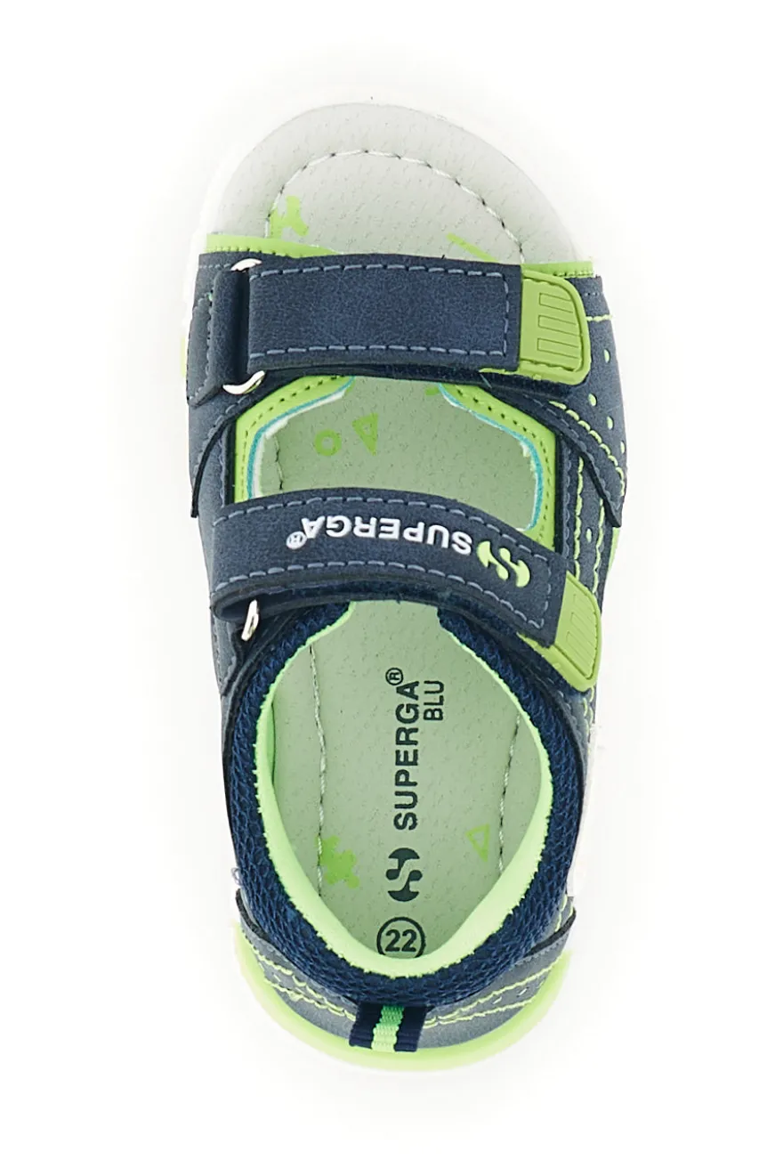 Blaue und grüne Superga Riemchensandalen S83U507