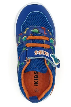 Blaue und orange Dinosaurier gemusterte Turnschuhe Pitt Kinder PK2380A