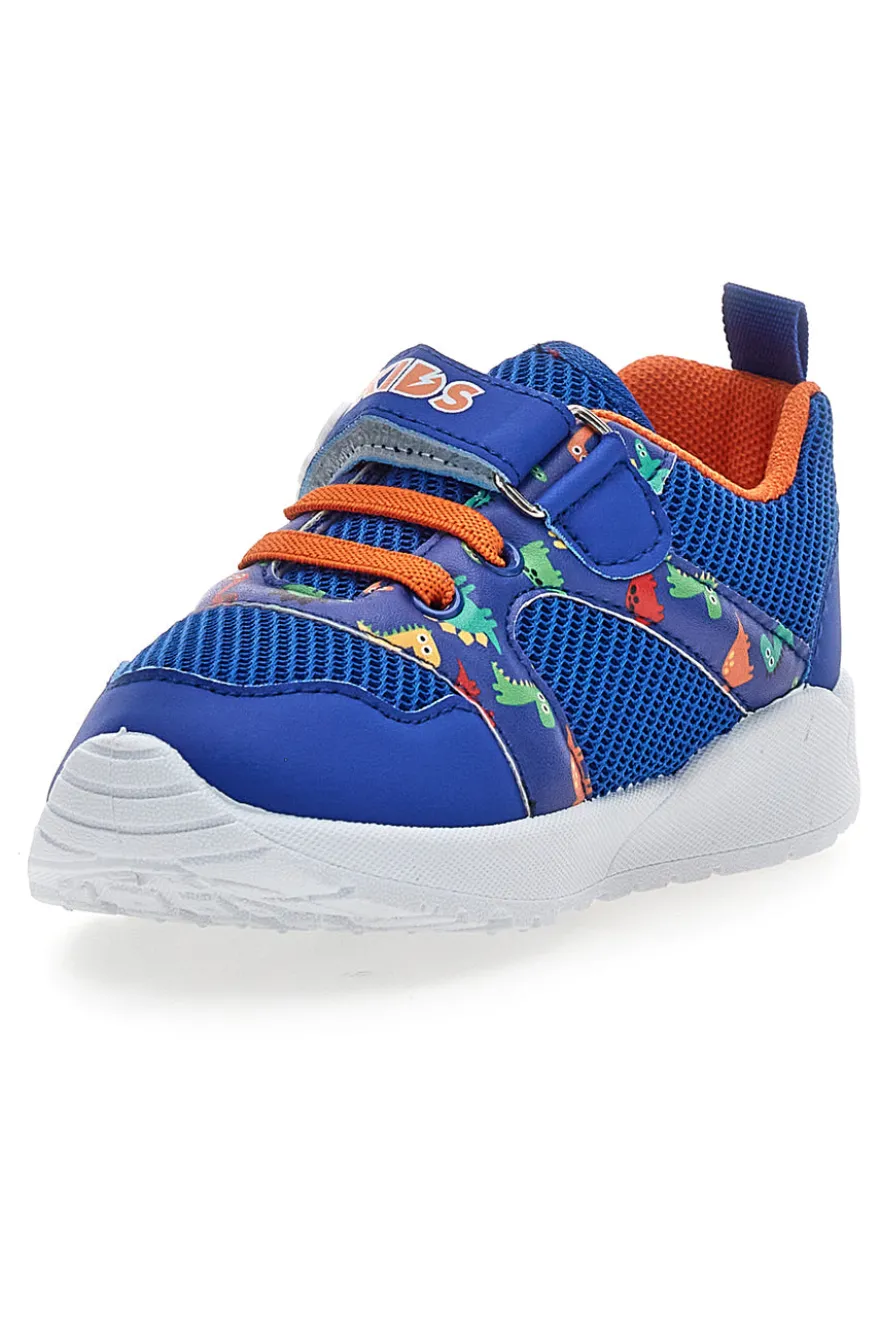 Blaue und orange Dinosaurier gemusterte Turnschuhe Pitt Kinder PK2380A