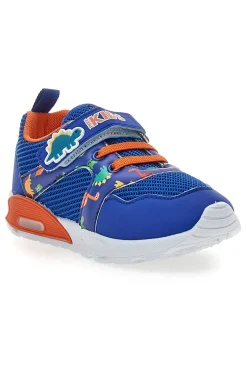 Blaue und orange Dinosaurier gemusterte Turnschuhe Pitt Kinder PK2380A
