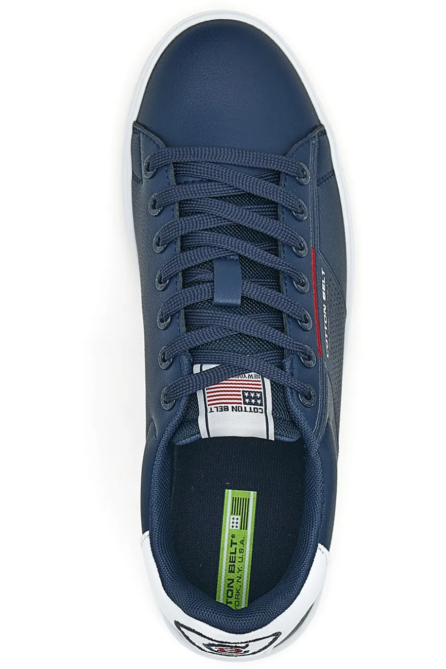 Blaue und weiße Low-Sneaker aus Baumwollgürtel Player Lth