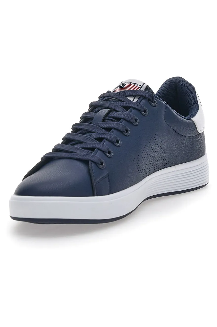 Blaue und weiße Low-Sneaker aus Baumwollgürtel Player Lth