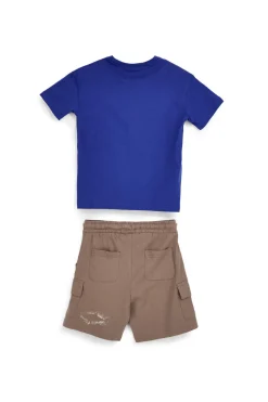 Blauer und brauner Anzug mit Hai-Print Pitt Kinder PT-B-SE-9035