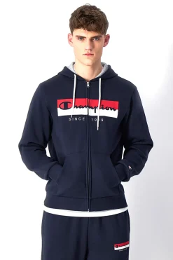 Blaues Sweatshirt mit Reißverschluss CHAMPION HOODED FULL ZIP