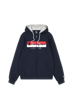 Blaues Sweatshirt mit Reißverschluss CHAMPION HOODED FULL ZIP