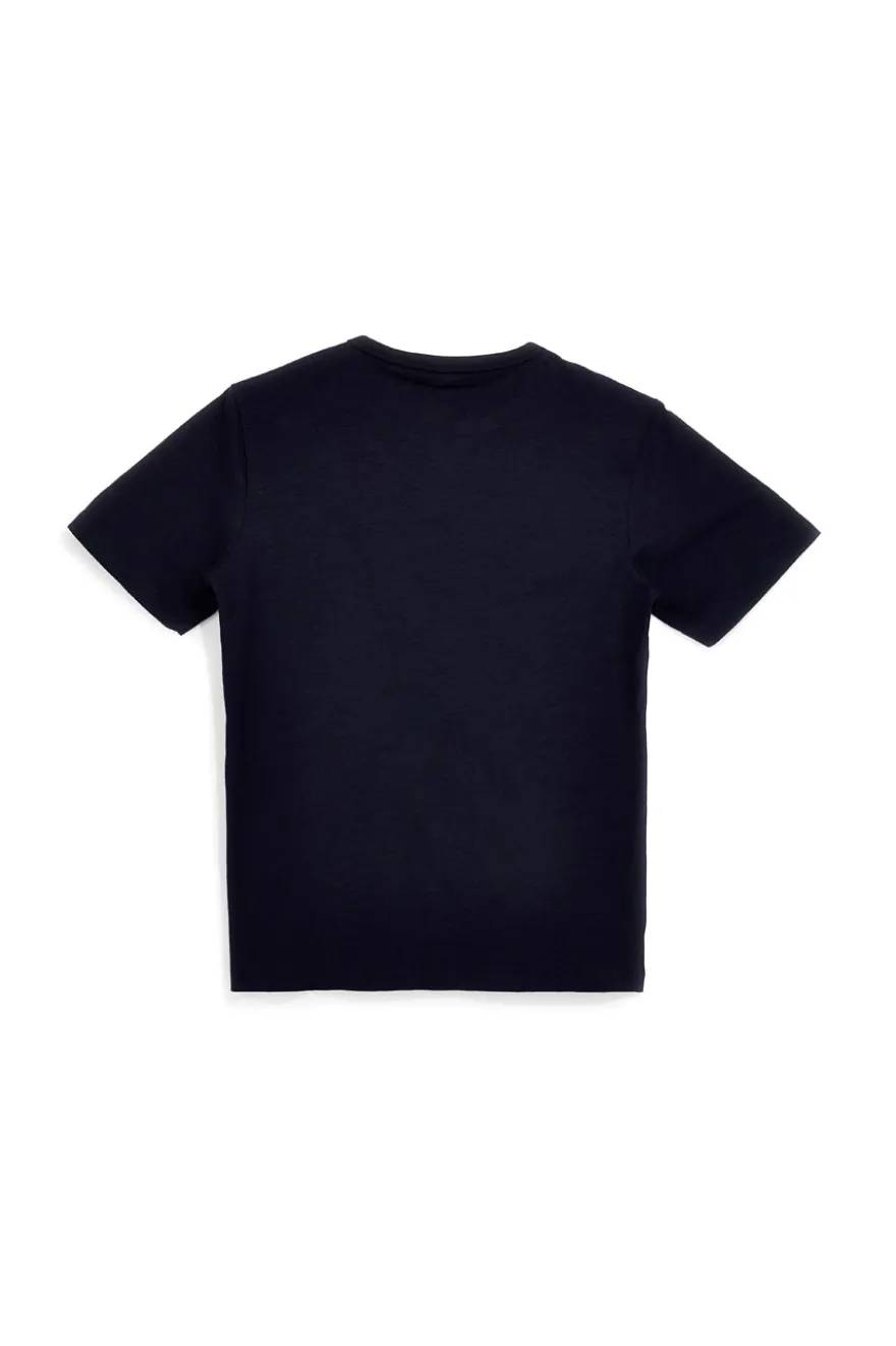 Blaues T-Shirt mit Baumwolle serafino Halsausschnitt Us Golf TS1103